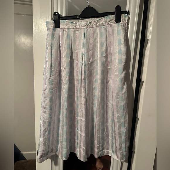 Evan Picone Women’s Pastel Striped Silk Long Skirt Bottom Sz 14 XL - Picture 1 of 8